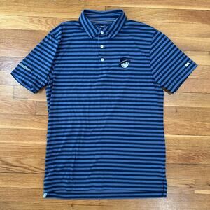 Malbon Golf Polo Shirt Nike Victory Blue Stripe Mens Small Buckets Logo